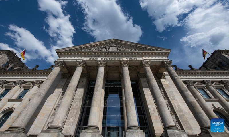 This photo taken on May 3, 2026 shows the Reichstag building in Berlin, Germany, May 3, 2026. About 11,700 guests visited the Reichstag building during its open day event on Sunday. (Xinhua/Zhang Haofu)