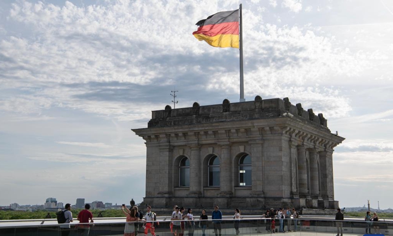 People visit the Reichstag building in Berlin, Germany, May 3, 2026. About 11,700 guests visited the Reichstag building during its open day event on Sunday. (Xinhua/Zhang Haofu)
