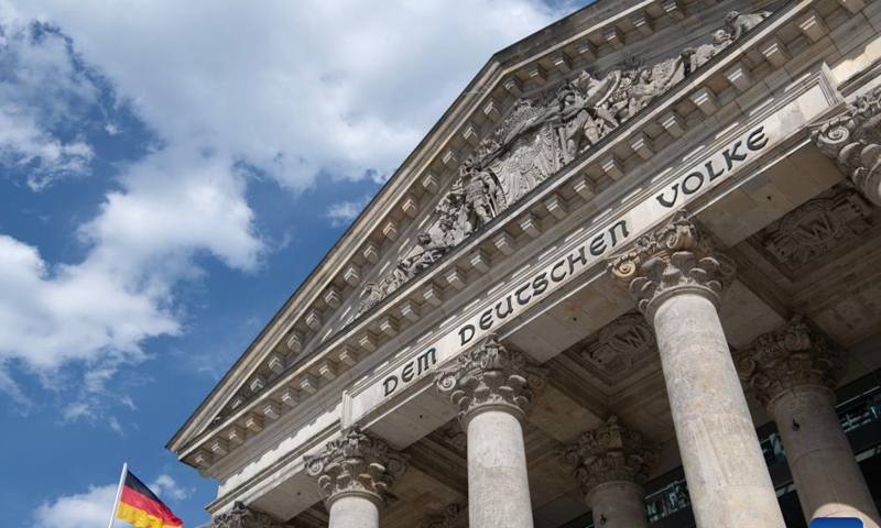 This photo taken on May 3, 2026 shows the Reichstag building in Berlin, Germany, May 3, 2026. About 11,700 guests visited the Reichstag building during its open day event on Sunday. (Xinhua/Zhang Haofu)