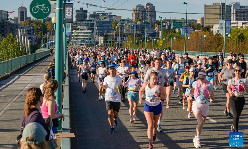 Runners compete during the 2026 Vancouver Marathon in Vancouver, Canada, on May 3, 2026. Photo: Xinhua
