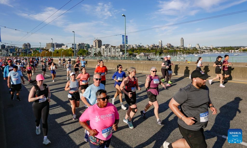 Runners compete during the 2026 Vancouver Marathon in Vancouver, Canada, on May 3, 2026. Photo: Xinhua