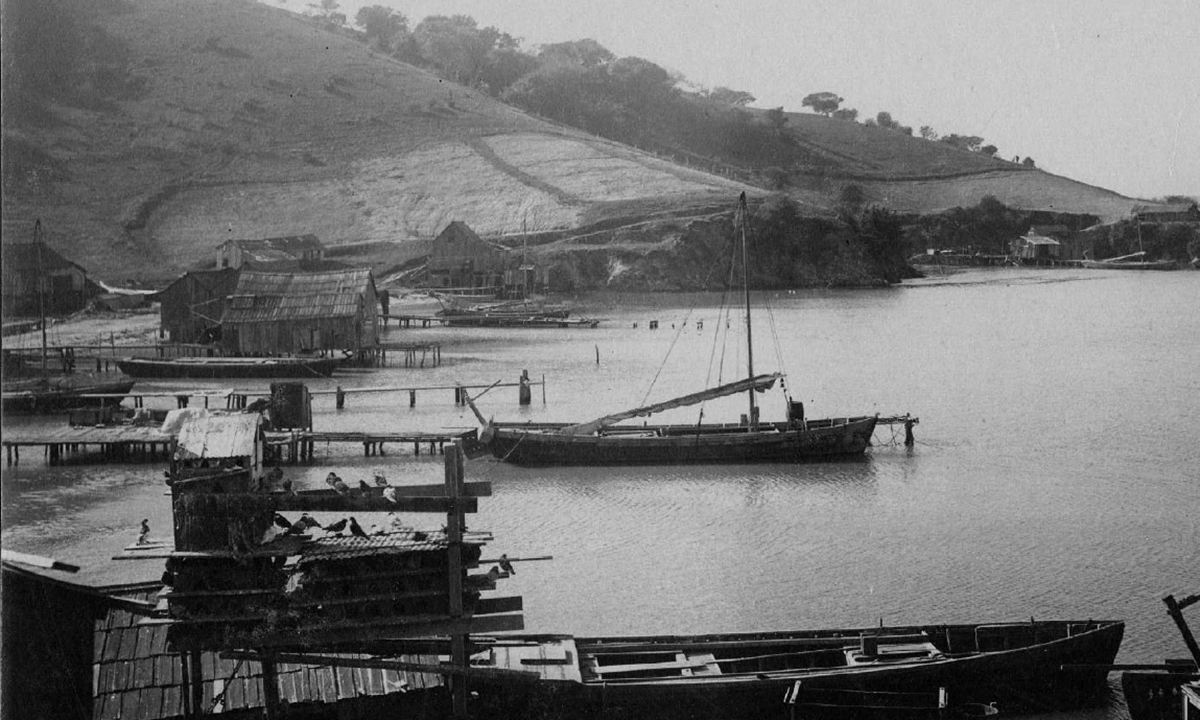 Archival photo of China Camp in California showing boats and piers Photo: Courtesy of Heidi Kuhn
