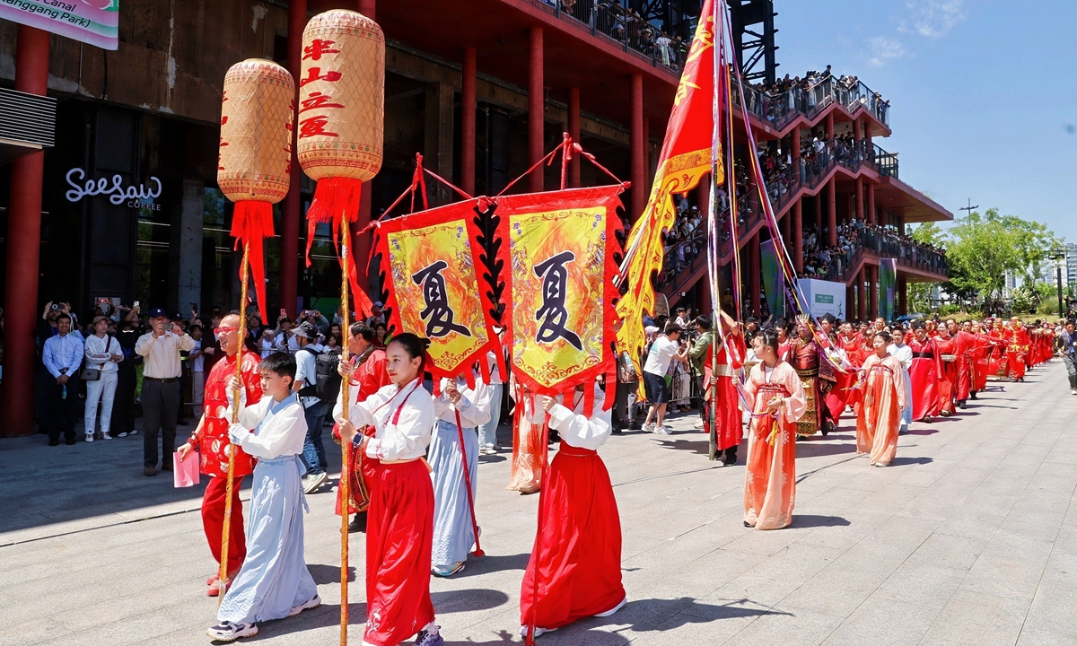 People parade to celebrate Lixia in Banshan, Hangzhou, East China's Zhejiang Province, on May 5, 2026. Photos: Courtesy of the cultural relics and ICH protection center of Gongshu district, Hangzhou