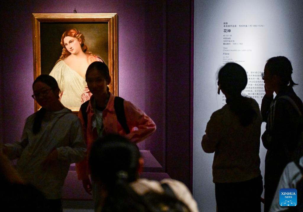 People visit the exhibition Homage to the Virtuosos: From Leonardo da Vinci to Caravaggio -- Masterpieces of the Italian Renaissance at the National Art Museum of China in Beijing, capital of China, May 5, 2026. The exhibition displays 36 masterpieces by more than 20 renowned Italian artists from the 15th to the 17th centuries. (Photo: Xinhua)
