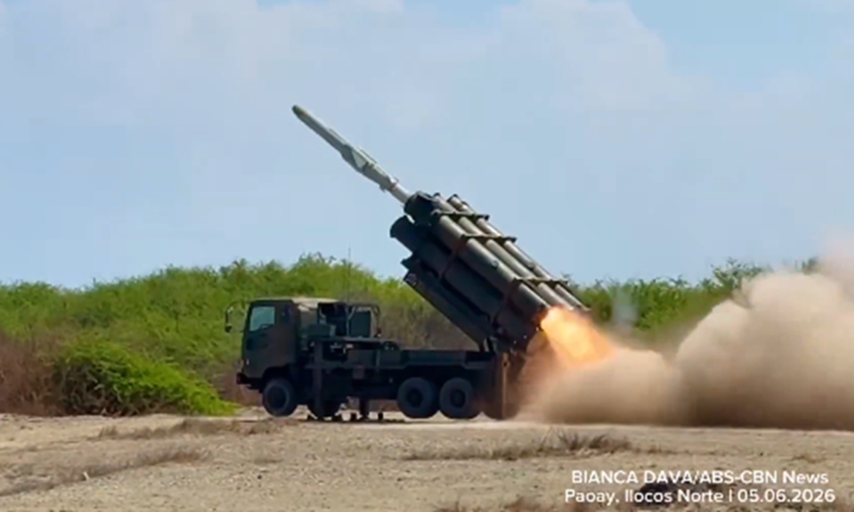 Japan fires Type 88 surface-to-ship missiles on May 6, 2026 during the Balikatan 2026 joint military exercise in Philippines. Photo: screenshot from the video released by Philippine media outlet ABS-CBN News on X. 