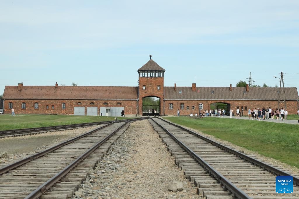 This photo taken on May 4, 2026 shows a view of the site of Auschwitz-Birkenau, Nazi Germany's largest concentration and extermination camp, in Oswiecim, Poland. The Germans established the Auschwitz camp in Poland in 1940, initially for the imprisonment of Poles. Auschwitz II-Birkenau was established two years later. At least 1.1 million people were killed at Auschwitz, including Jews, Poles, Romanians, Soviet captives and others. The camp was liberated on Jan. 27, 1945. (Photo: Xinhua)