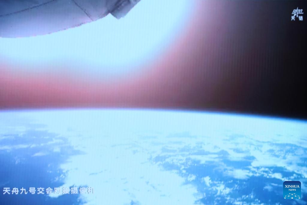 This image captured at the Beijing Aerospace Control Center on May 7, 2026 shows China's Tianzhou-9 cargo craft re-entering the atmosphere in a controlled manner. China's Tianzhou-9 cargo craft has re-entered the atmosphere in a controlled manner at 7:49 a.m. (Beijing Time) Thursday, according to the China Manned Space Agency (CMSA). During the process, a small amount of debris that survived the ablation fell into the designated safe waters, said the CMSA. (Photo by Zhang Fan/Xinhua)