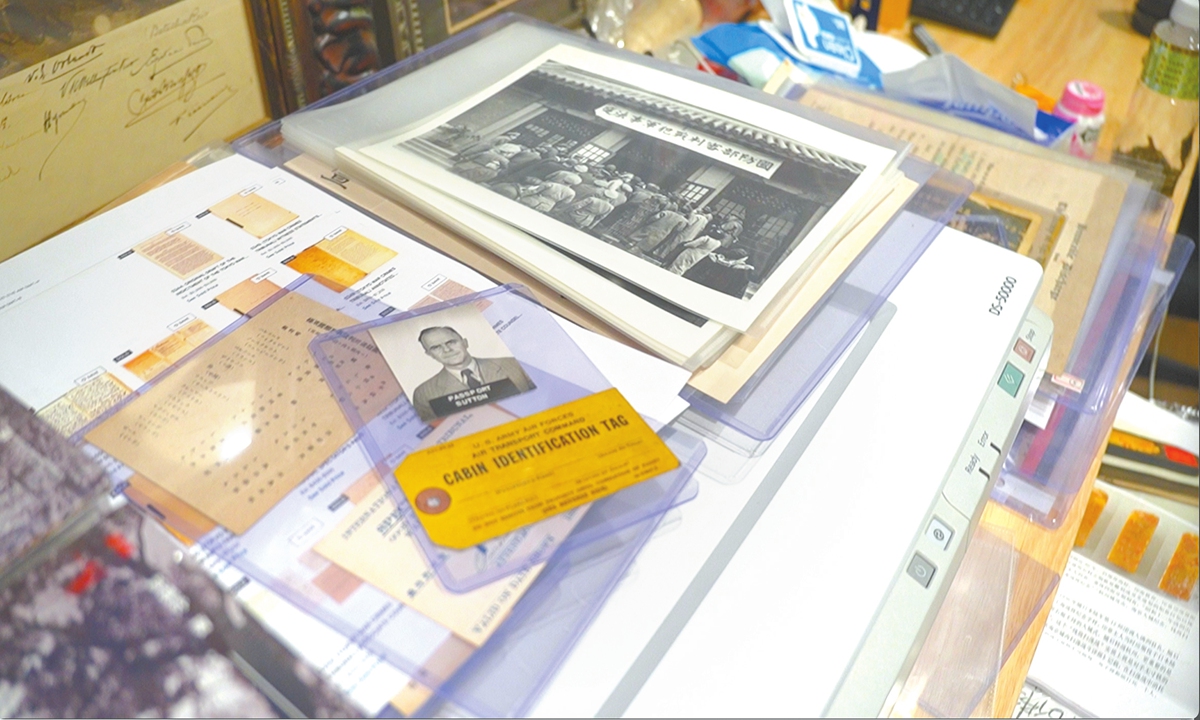 Materials related to David Nelson Sutton, shown by Chinese collector Zou Dehuai to Global Times reporters. Photo: Zou Zhidong/GT
