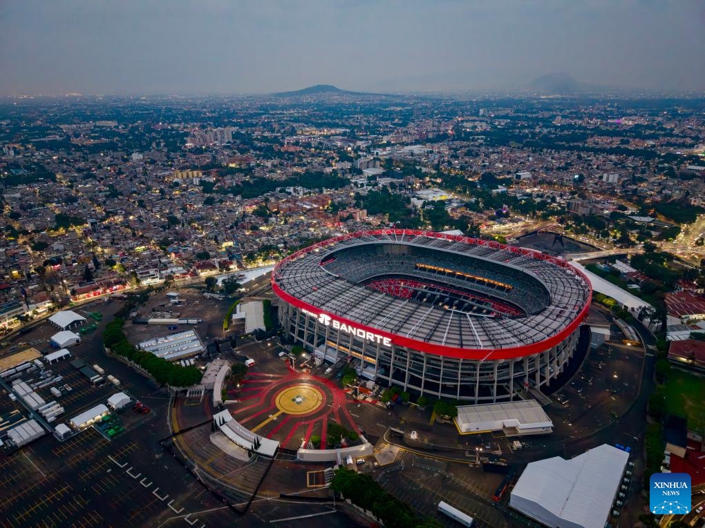 This is a drone photo of the Azteca Stadium, the venue for the opening match of the 2026 FIFA World Cup, taken on May 10, 2026, in Mexico City, capital of Mexico. Mexico is set to cohost the 2026 FIFA World Cup in June and July of this year, along with the United States and Canada, becoming the first country in the world to host three World Cup tournaments. (Photo: Xinhua)