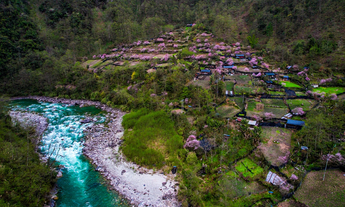 An aerial view of Dulongjiang, a remote township in Southwest China's Yunnan Province Photo: Courtesy of Dulongjiang Frontier Police Station