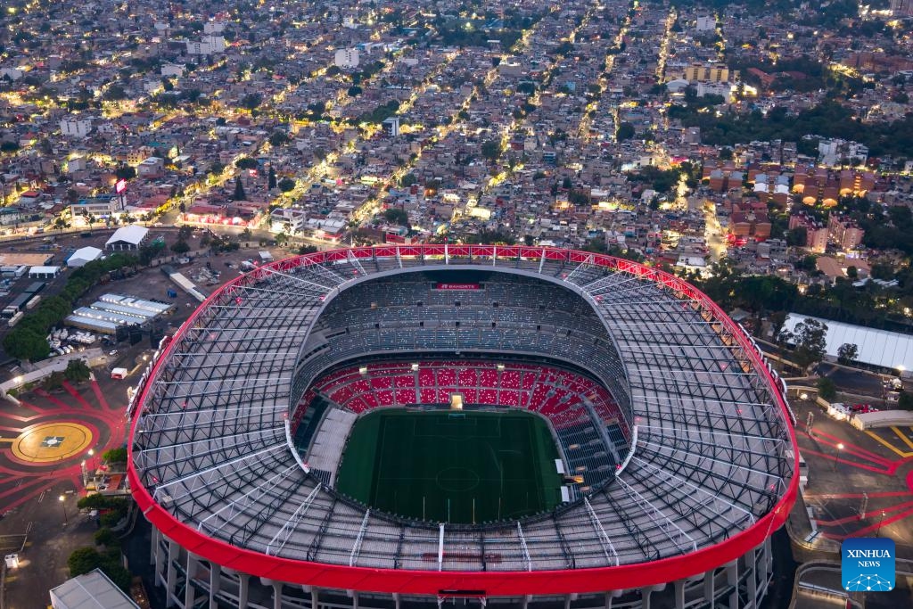 This is a drone photo of the Azteca Stadium, the venue for the opening match of the 2026 FIFA World Cup, taken on May 10, 2026, in Mexico City, capital of Mexico. Mexico is set to cohost the 2026 FIFA World Cup in June and July of this year, along with the United States and Canada, becoming the first country in the world to host three World Cup tournaments. (Photo: Xinhua)