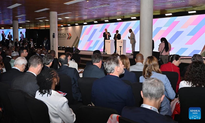 This photo taken on May 11, 2026 shows a scene of the Africa Forward Summit 2026 in Nairobi, Kenya. Co-hosted by Kenyan President William Ruto and French President Emmanuel Macron, the event is held in the Kenyan capital of Nairobi from May 11 to 12. (Xinhua/Liu Qiong)