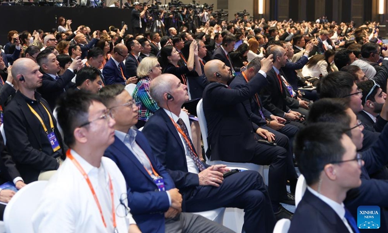 People attend the opening ceremony of the 2026 World Digital Education Conference in Hangzhou, east China's Zhejiang Province, May 11, 2026.


