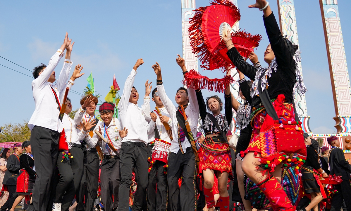 People dance to the music of Munao Zongge in Dehong Dai and Jingpo autonomous prefecture, Southwest China's Yunnan Province in 2026. Photo: Courtesy of the local publicity department