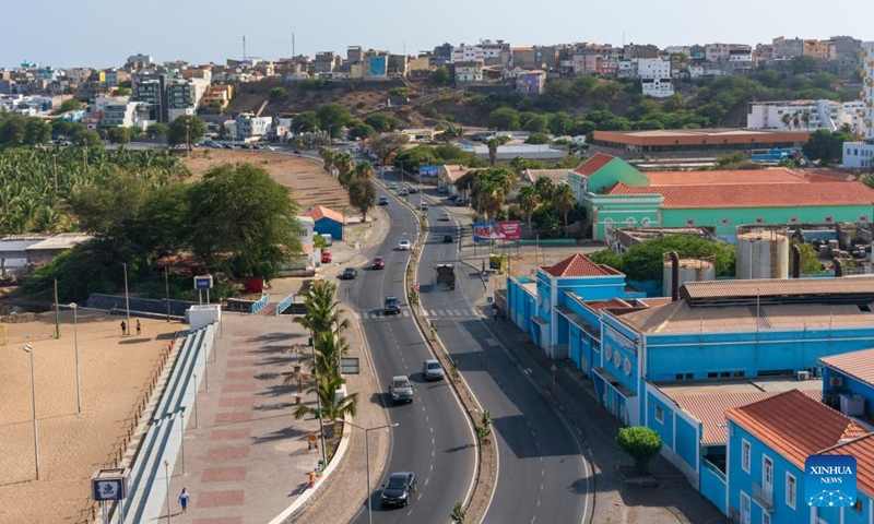 This photo taken on May 11, 2026 shows a city view of Praia, Cape Verde. Located on the southern coast of Santiago Island in the Atlantic Ocean, Praia has colorful streets and vibrant musical culture. (Xinhua/Xie Jianfei)

