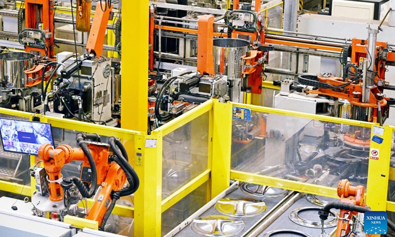 A production line is seen at the Haier Qingdao Washing Machine Interconnected Factory in Qingdao, east China's Shandong Province, May 12, 2026. Located in the West Coast New Area of Qingdao, the factory is a full-scenario 5.5G demonstration lighthouse factory. Relying on 130 advanced technologies such as 5.5G, advanced algorithms, and digital twins, the factory has further optimized its products and services. (Xinhua/Li Ziheng)


