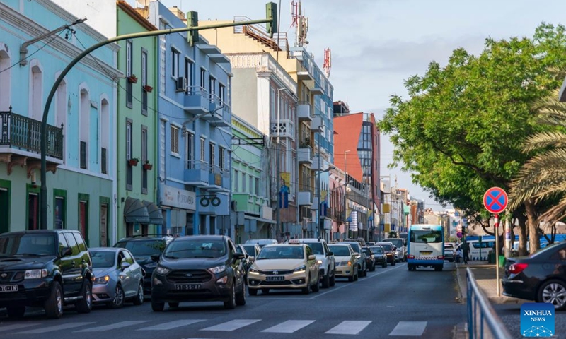 This photo taken on May 11, 2026 shows a city view of Praia, Cape Verde. Located on the southern coast of Santiago Island in the Atlantic Ocean, Praia has colorful streets and vibrant musical culture. (Xinhua/Xie Jianfei)

