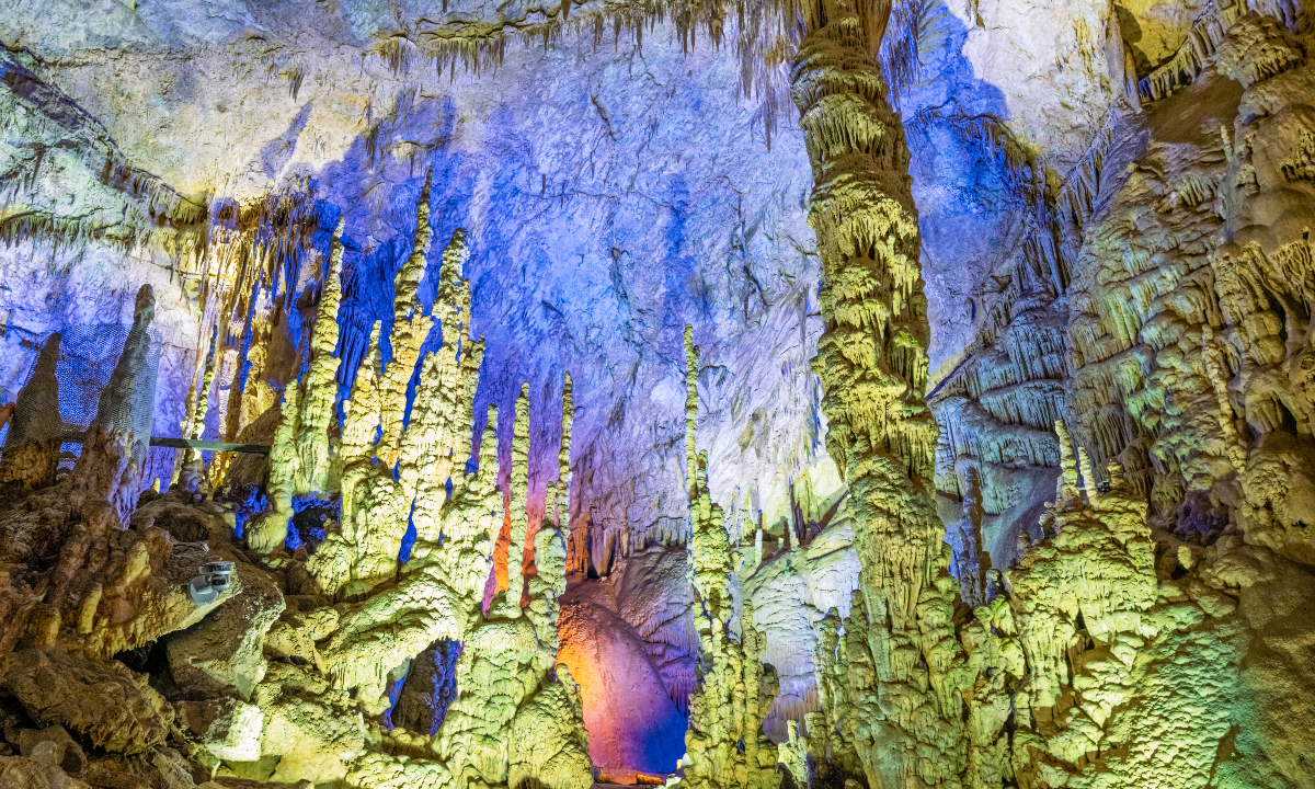 An underground cave karst formation seen in the Zhijindong Cave UNESCO Global Geopark in Bijie, Southwest China’s Guizhou Province Photo: VCG