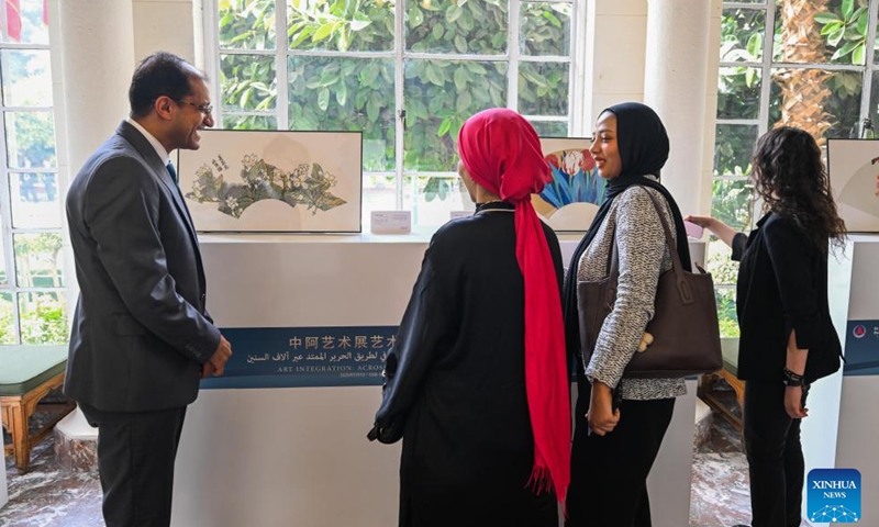 People visit a China-Arab art exhibition at the headquarters of the League of Arab States in Cairo, Egypt, May 12, 2026. The Global South Media and Think Tank Forum Chinese-Arab Partnership Conference opened here on Tuesday.

The opening ceremony featured a China-Arab art exhibition titled Art Integration: Across Millennia, the Silk Road Culture Endures. (Xinhua/Liu Lei)