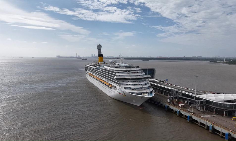 The cruise ship Costa Serena docks at Wusongkou International Cruise Terminal in Shanghai, on May 19, 2026. Photo: Xinhua
