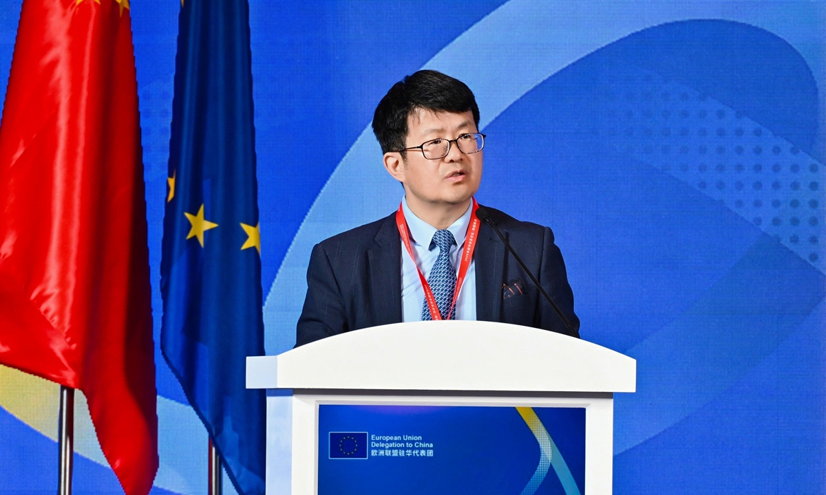 Director-General of the Department of European Affairs of the Foreign Ministry Li Jian gives a keynote speech at the 2026 Conference on EU-China relations: Navigating beyond the Inflection Point in Beijing on May 12, 2026. Photo: Courtesy of the Delegation of the European Union in China