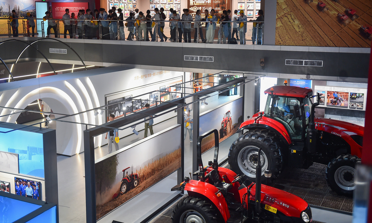 Students visit the YTO Agriculture Cultivation Museum in Luoyang, Central China's Henan Province, on May 14, 2026, to learn about the development of China's agricultural machinery sector. Under the industrial tourism trend, more and more industrial heritage sites in the country have been transformed into cultural and creative parks, commercial hubs and technology parks, drawing visitors to these internet-famous destinations. Photo: VCG