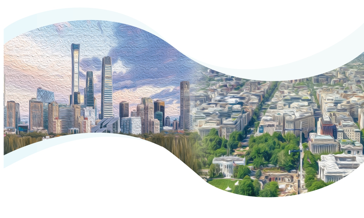 A view of Beijing (left) and Washington. Photo: VCG

