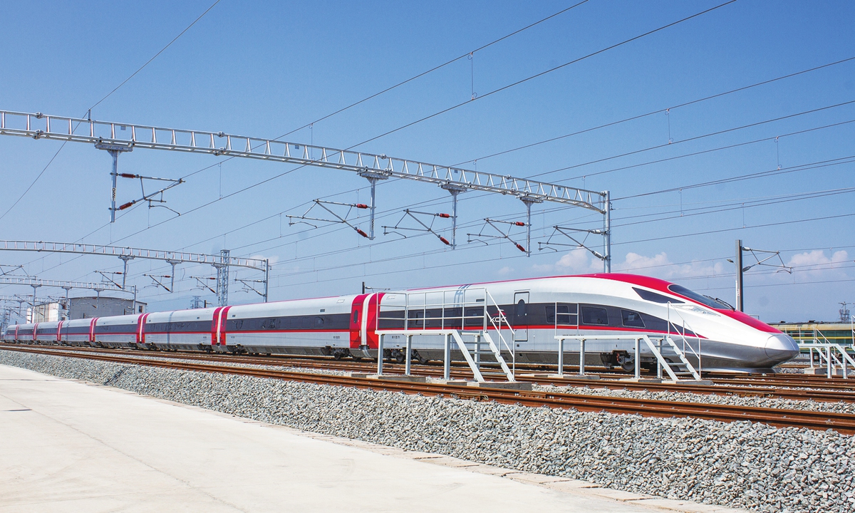 Electrical Multiple Units train seen at Tegalluar depot station on June 22, 2023 in Bandung, West Java, Indonesia. File photo: VCG