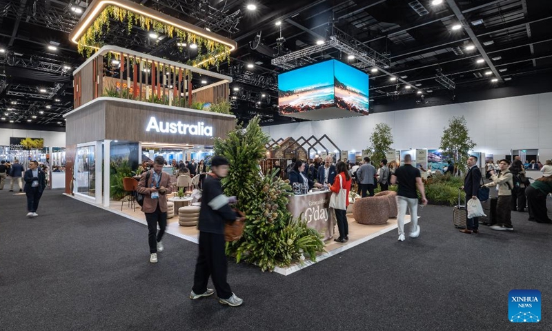 People visit the 46th Australian Tourism Exchange (ATE) in Adelaide, Australia, May 11, 2026. From May 10 to 14, the 46th ATE, hosted by Tourism Australia, brought together global buyers and Australian sellers in the tourism industry. (Tourism Australia/Handout via Xinhua)