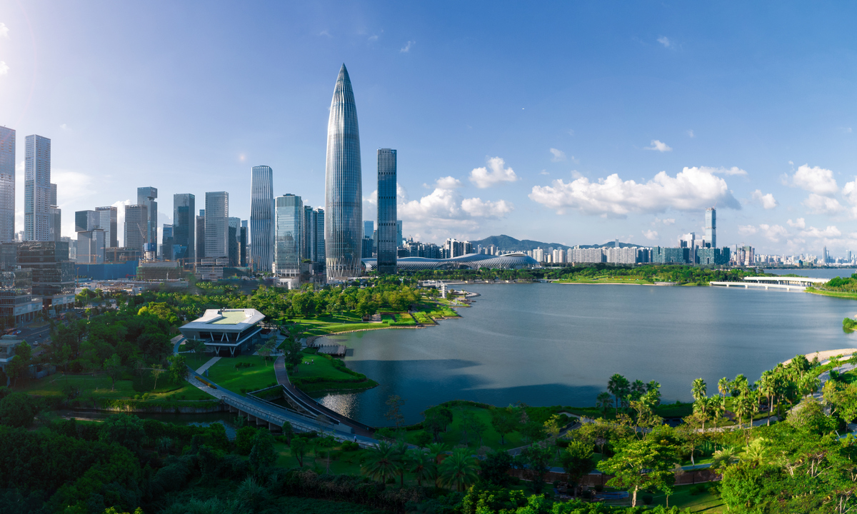 Aerial view of Shenzhen's  CBD area in South China's Guangdong Province File photo: VCG