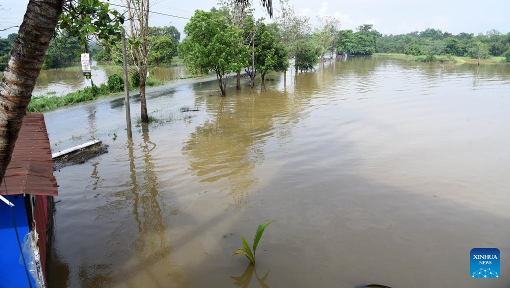 This photo taken on May 15, 2026 shows flooded areas after heavy rains in Gampaha, Sri Lanka. A persistent low-pressure area has brought cloudy skies and widespread showers across several provinces in the country. (Photo: Xinhua)