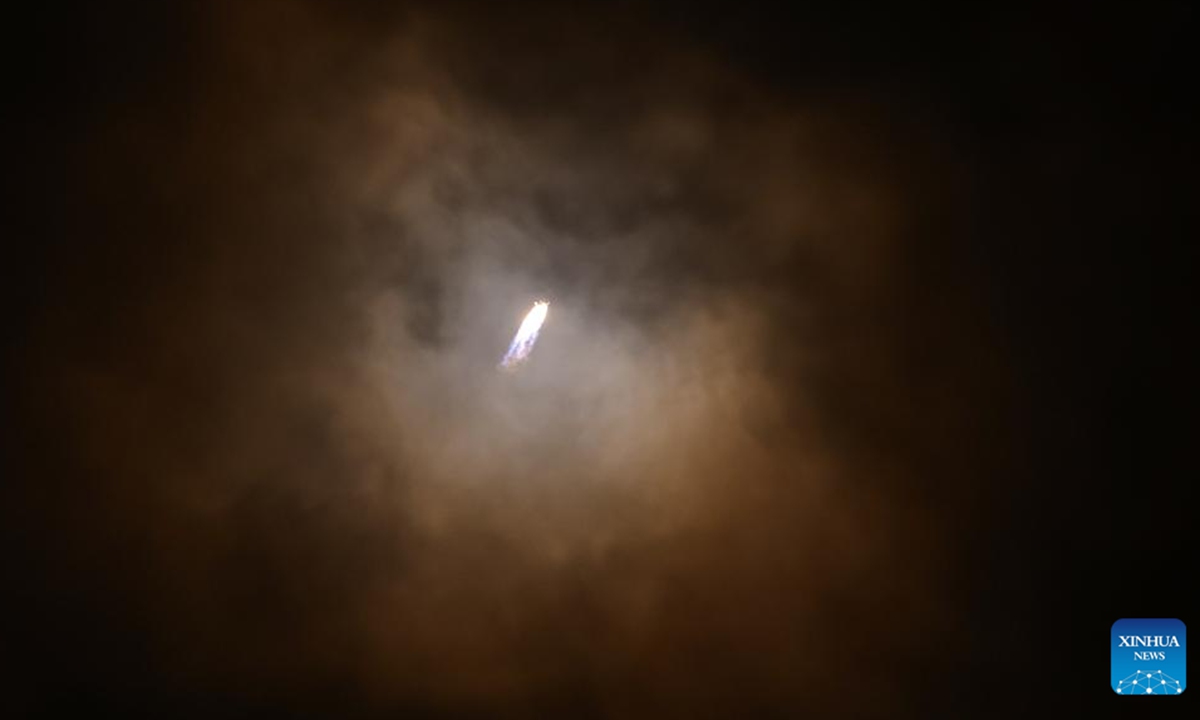 A Long March-8 carrier rocket carrying a new satellite group blasts off from the Hainan commercial spacecraft launch site in Wenchang, south China's Hainan Province, May 17, 2026. The rocket lifted off at 10:42 p.m. (Beijing Time) from the Hainan commercial spacecraft launch site. The satellite group, which is the ninth batch that will constitute the Spacesail Constellation, entered into the preset orbit successfully. (Xinhua/Yang Guanyu)

