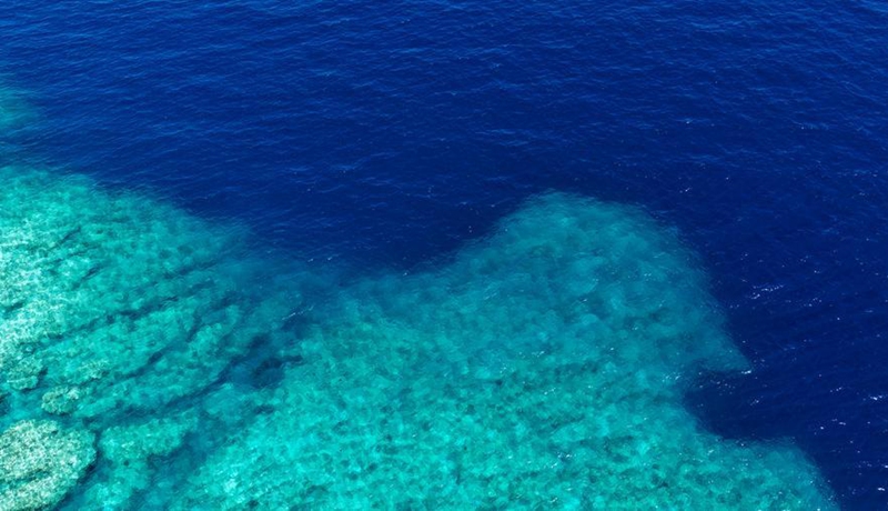 An aerial drone photo taken on April 28, 2026 shows a view of China's Huangyan Dao National Nature Reserve in the South China Sea. (Xinhua/Chen Bin)