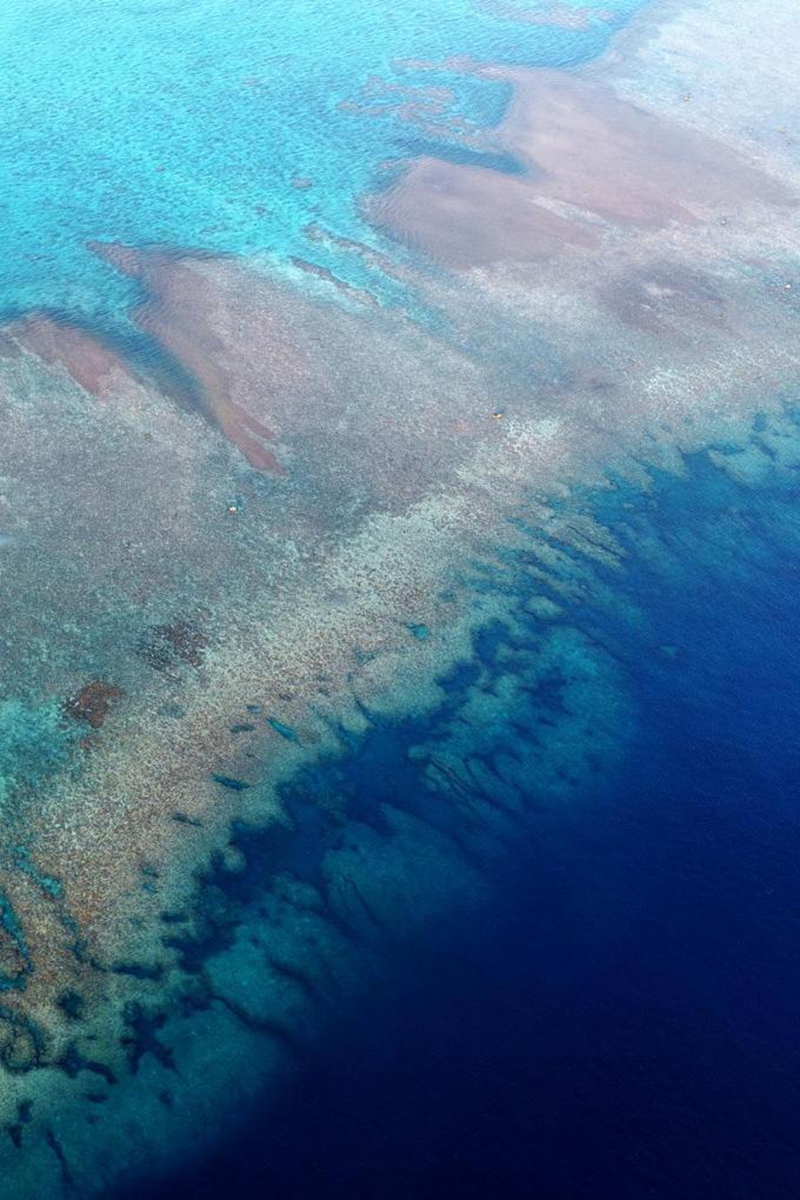 An aerial drone photo taken on May 1, 2026 shows a view of China's Huangyan Dao National Nature Reserve in the South China Sea. (Xinhua/Chen Bin)