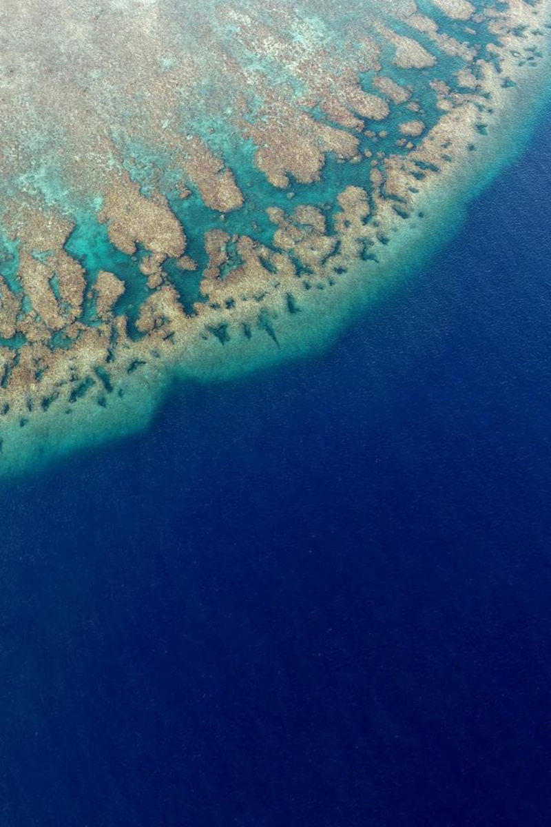 An aerial drone photo taken on May 1, 2026 shows a view of China's Huangyan Dao National Nature Reserve in the South China Sea. (Xinhua/Chen Bin)