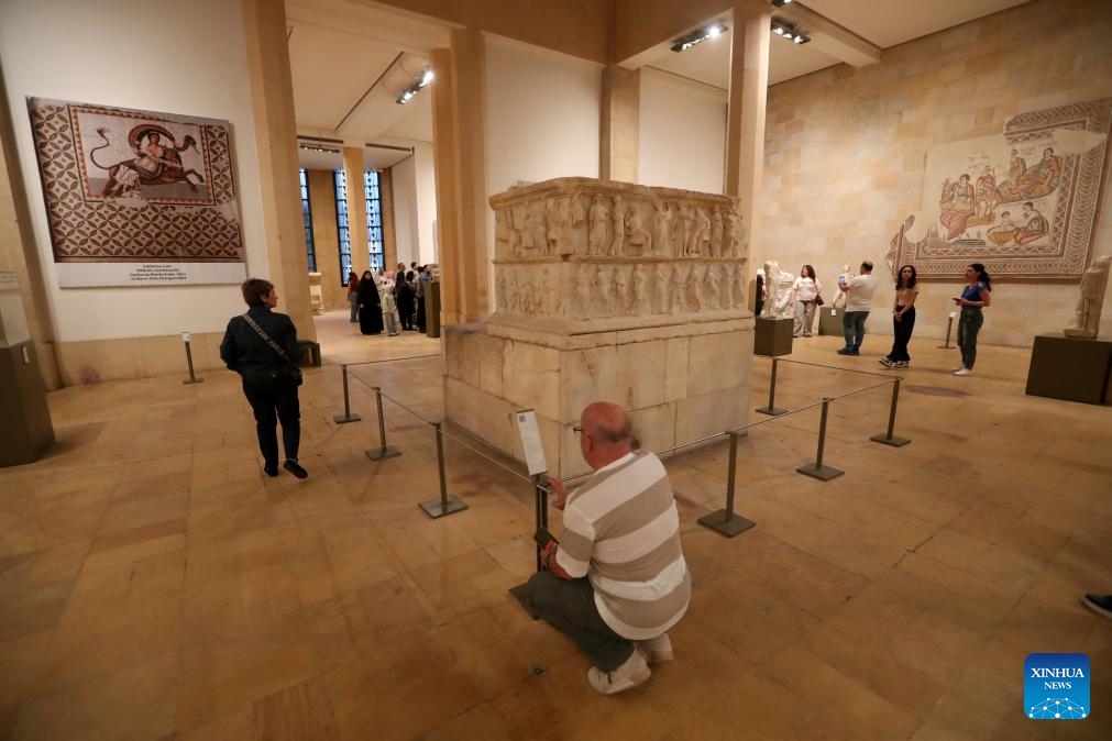 People visit the Beirut National Museum in Beirut, Lebanon, on May 17, 2026. The Beirut National Museum opened its doors to the public free of charge on Sunday, inviting visitors to explore Lebanon's ancient civilizations and archaeological treasures ahead of the International Museum Day which falls on May 18. (Photo: Xinhua)