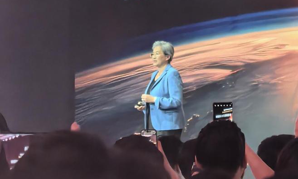 Lisa Su, chairwoman and CEO of AMD, delivers a keynote speech at AMD's AI Developer Day in Shanghai on May 19, 2026. Photo: The Paper
