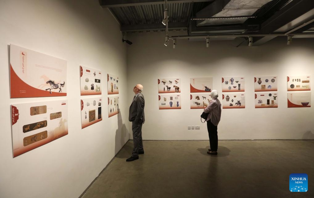 Visitors view exhibits at a Chinese zodiac culture exhibition in Amman, Jordan, on May 17, 2026. An exhibition showcasing Chinese zodiac culture and the symbolism of the horse in Chinese civilization opened on Sunday at the Jordan National Gallery of Fine Arts in Amman. The exhibition, titled Horses Herald the Spring -- The Global Exhibition of Chinese Zodiac Culture Celebrating the Year of the Bingwu Horse, will run through June 10. (Photo: Xinhua)