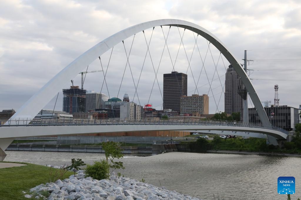Photo taken on May 14, 2026 shows the Downtown area in Des Moines, Iowa, the United States. (Photo: Xinhua)