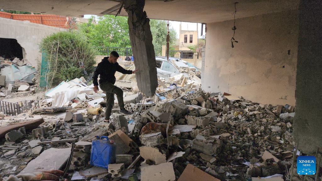 This photo taken by a cellphone on May 18, 2026 shows the destruction left by an Israeli airstrike in Baalbek, Lebanon. At least six people were killed in the latest attacks, including two Palestinians in the Baalbek district of eastern Lebanon after a guided missile struck their apartment shortly after midnight. The victims were identified as Wael Abdel Halim, a commander in the Palestinian Islamic Jihad, and his 17-year-old daughter Rama, according to the Lebanese National News Agency (NNA). (Photo: Xinhua)