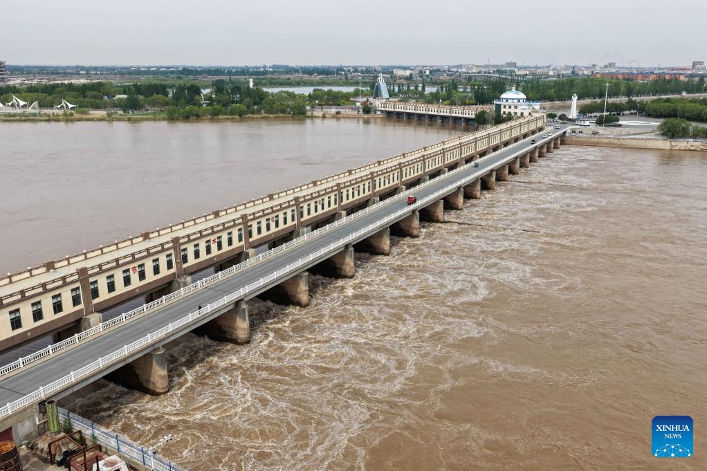 An aerial drone photo taken on May 19, 2026 shows the Sanshenggong Water Control Project in north China's Inner Mongolia Autonomous Region. Sanshenggong Water Control Project is a large scale dam project mainly designed for irrigation purposes, with functions including flood control, power generation, water supply and transportation. (Photo: Xinhua)