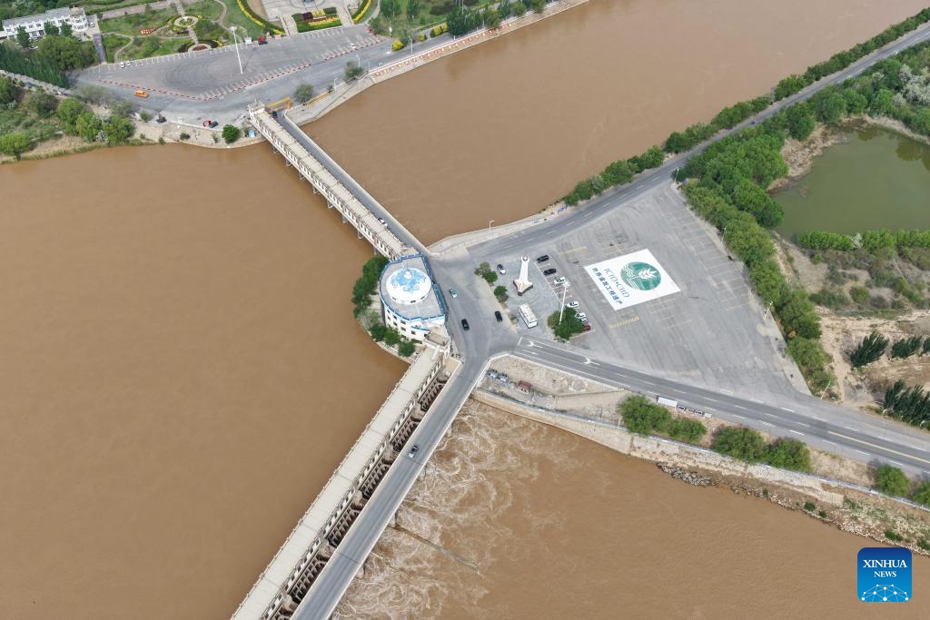 An aerial drone photo taken on May 19, 2026 shows the Sanshenggong Water Control Project in north China's Inner Mongolia Autonomous Region. Sanshenggong Water Control Project is a large scale dam project mainly designed for irrigation purposes, with functions including flood control, power generation, water supply and transportation. (Photo: Xinhua)