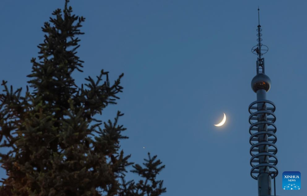 This photo taken on May 20, 2026 shows the planet of Jupiter next to the moon in the sky over Jiamusi City, northeast China's Heilongjiang Province. (Photo: Xinhua)