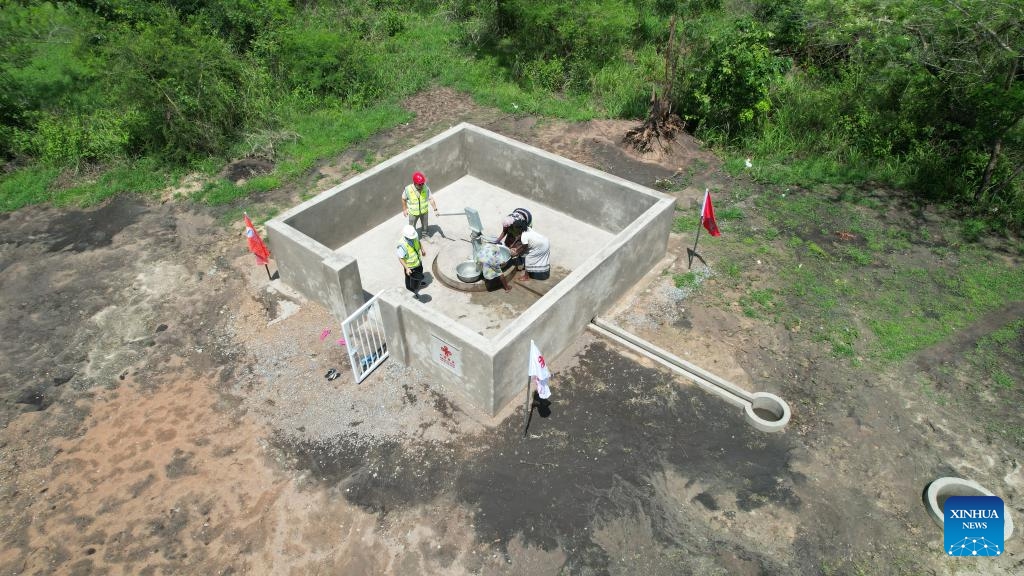An aerial drone photo taken on April 28, 2026 shows a China-aided water well in Afidegnigban village, Plateaux Region, Togo. (Photo: Xinhua)