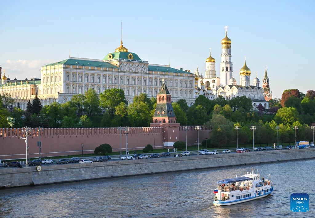 This photo taken on May 13, 2026 shows the Kremlin in Moscow, Russia. Moscow, the capital and largest city of Russia, stands as the country's political, economic, cultural and technological center. Its diverse architecture and vibrant cultural atmosphere highlight a long history and a strong artistic taste of the city. (Photo: Xinhua)