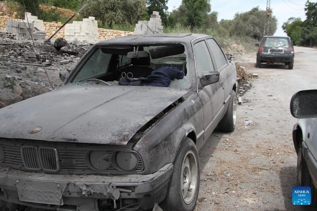 This photo taken on May 19, 2026 shows a damaged car after an Israeli airstrike in the city of Nabatieh, southern Lebanon. On April 23, Washington said Israel and Lebanon agreed to extend the ceasefire by three weeks. On Friday, Washington said the two sides agreed to extend the ceasefire for another 45 days. Despite the truce, Israel has continued carrying out strikes in Lebanon, while Hezbollah has also launched attacks on northern Israel and Israeli military positions in southern Lebanon. (Photo: Xinhua)