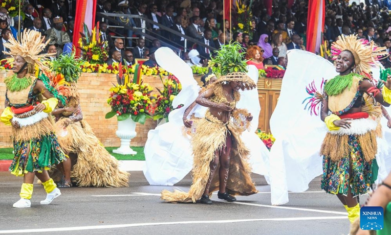 Traditional cultural groups parade during the National Day celebrations in Yaounde, Cameroon, on May 20, 2026. Cameroon on Wednesday marked the 54th anniversary of its National Day with military and civilian parades held across the country. (Photo: Xinhua)