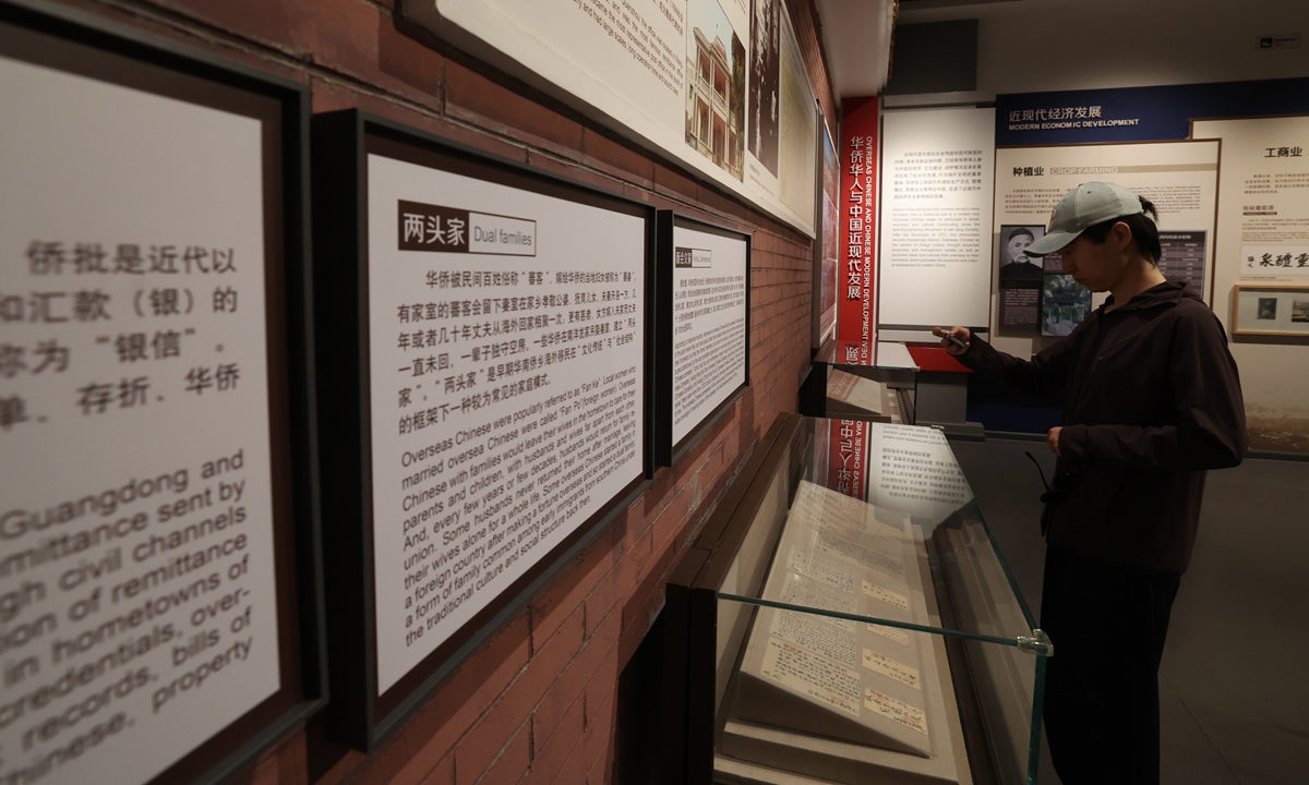 A visitor views exhibits related to