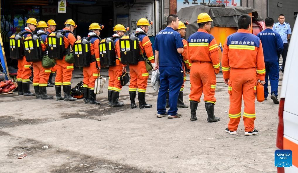 This photo taken on May 23, 2026 shows a scene at the rescue site of the Liushenyu coal mine in Qinyuan County, north China's Shanxi Province. The coal mine accident in north China's Shanxi Province has left 82 people dead, with nine others still unaccounted for, according to the county's emergency management bureau. The gas explosion occurred on Friday at the Liushenyu coal mine in Qinyuan County. The province has sent 755 people including rescuers and medical personnel to the site. Rescue efforts are ongoing. (Photo: Xinhua)