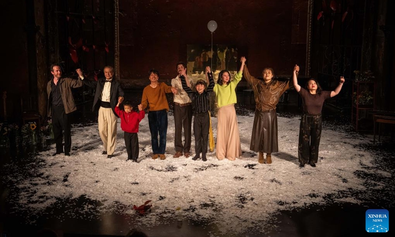 Actors greet the audience after the performance of the musical theater production The Little Prince in Paris, France, on May 22, 2026. The Chinese-French co-produced musical theater production The Little Prince, a key project of the 2025-2026 China-France cultural exchange program, premiered on Friday in Paris. Photo: Xinhua